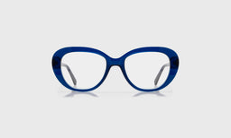 eyebobs oval eyeglasses in cobalt blue, front view