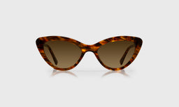 eyebobs vintage cat-eye eyeglasses in brown patterned with brown polarized lenses, front view