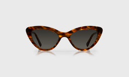 eyebobs vintage cat-eye eyeglasses in brown patterned with grey polarized lenses, front view