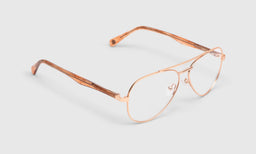 Roger That Color 99 - Matte Gold Metal reading glasses with italian-designed acetate temples and scratch resistant lenses