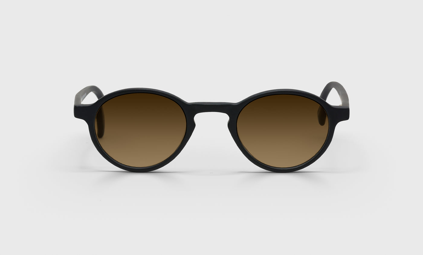 00-pb | eyebobs premium designer board stiff readers, blue light and prescription glasses in black matte finish, polarized brown, front