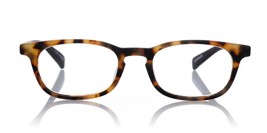 19 - Tokyo tortoise front with black temples in a rubberized finish