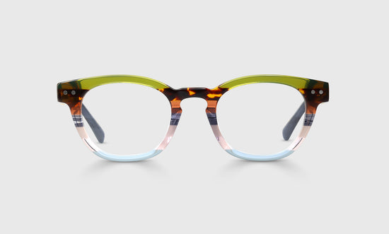 23 - Earth Tone Stripe Front and Blue Grey Temples