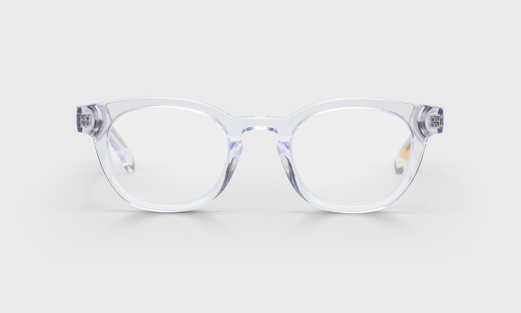 Glasses clear on top readers on bottom outlet