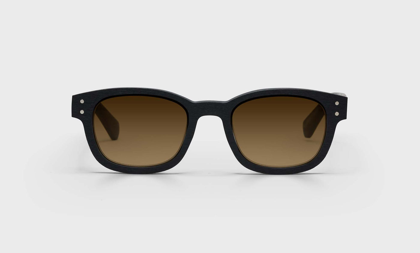 00-pb | eyebobs premium designer biff readers, blue light and prescription glasses in black with wood grain finish, polarized brown