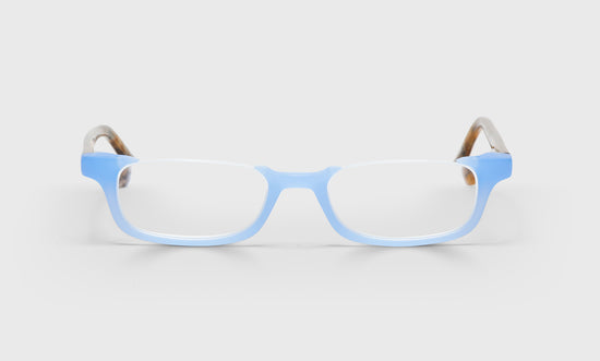 13 - Milky Blue Front with Brown and Blue Chop Temples