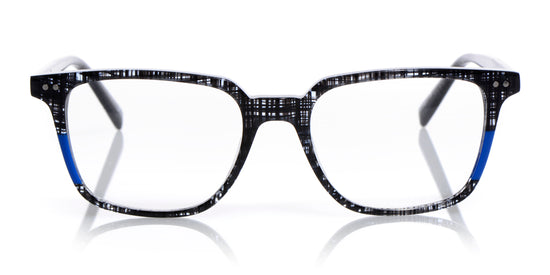 74 - Black & Blue Front with Black & Crystal Temples