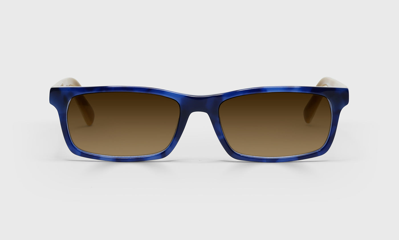 10-pb | eyebobs premium designer number cruncher readers, blue light and prescription glasses in blue, polarized brown