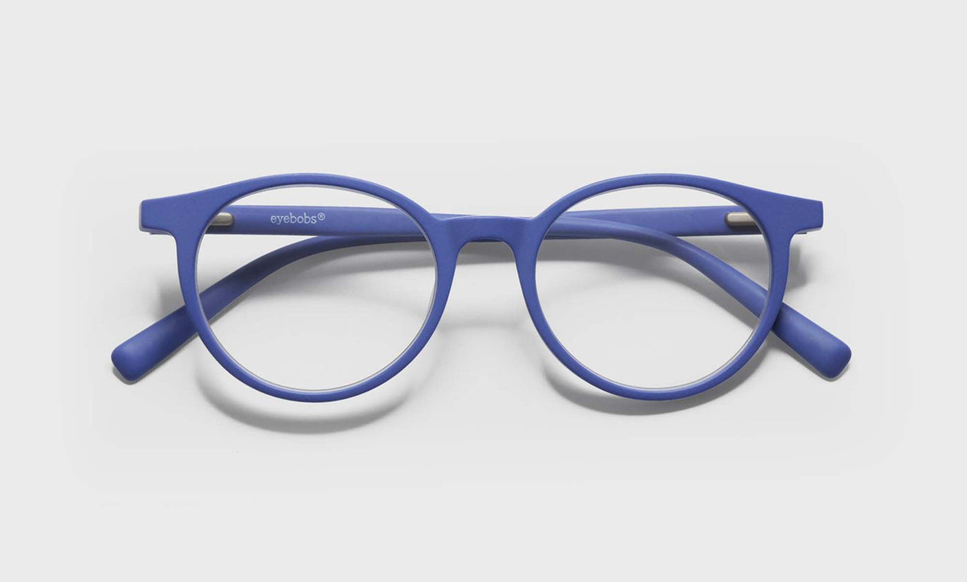 10_eyebobs premium designer case closed readers, blue light and prescription glasses in matte blue