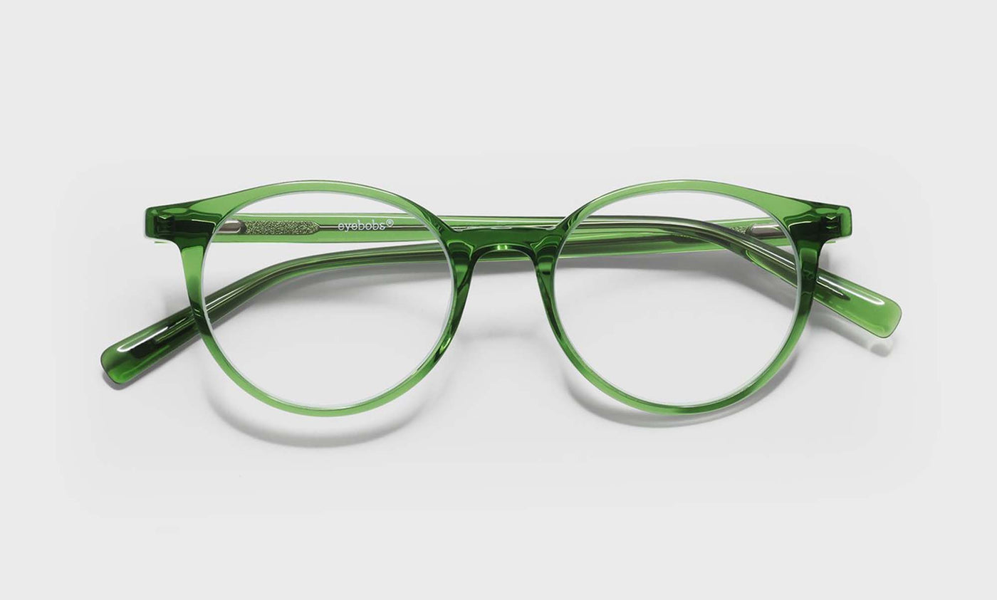 17_eyebobs premium designer case closed readers, blue light and prescription glasses in green crystal