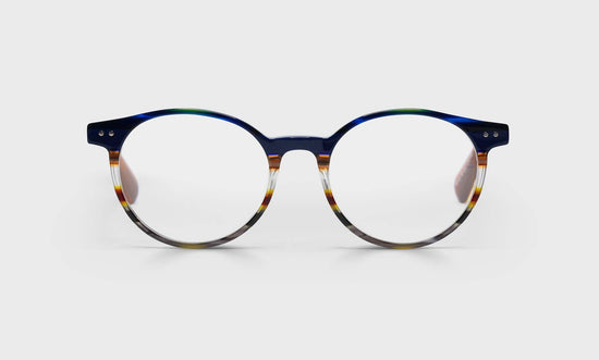 57 - Blue Multi-Stripe Front with Light Brown Temples