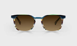 59-pb | eyebobs premium designer board room readers, blue light and prescription glasses in multi stripes, polarized brown