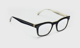 00_eyebobs premium designer humble narrator readers, blue light and prescription glasses in black with white marble inside