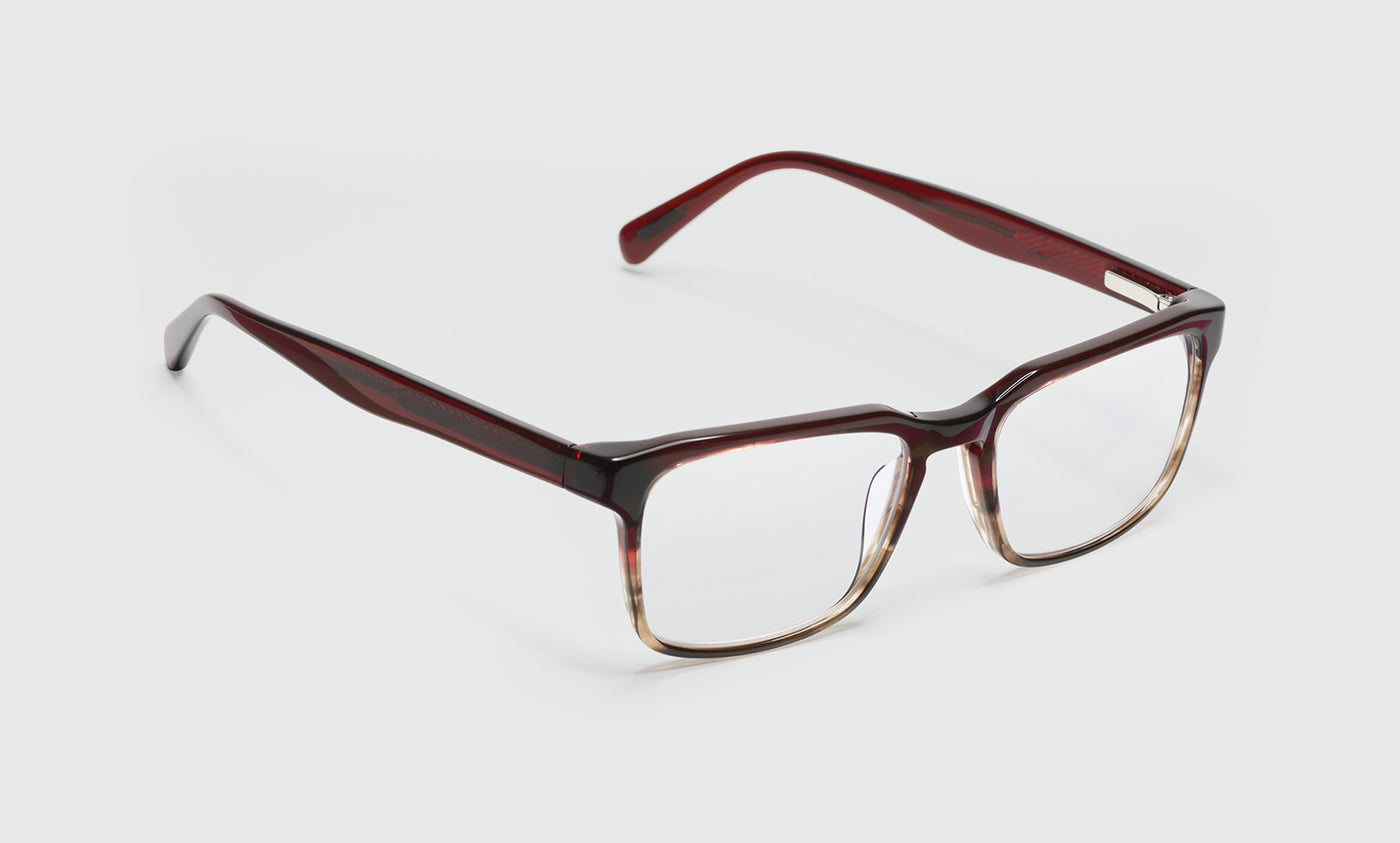01_eyebobs premium designer seymour glass readers, blue light and prescription glasses in burgundy to brown fade