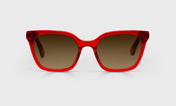 01-pb | eyebobs premium designer overlook readers, blue light and prescription glasses in red crystal, polarized brown