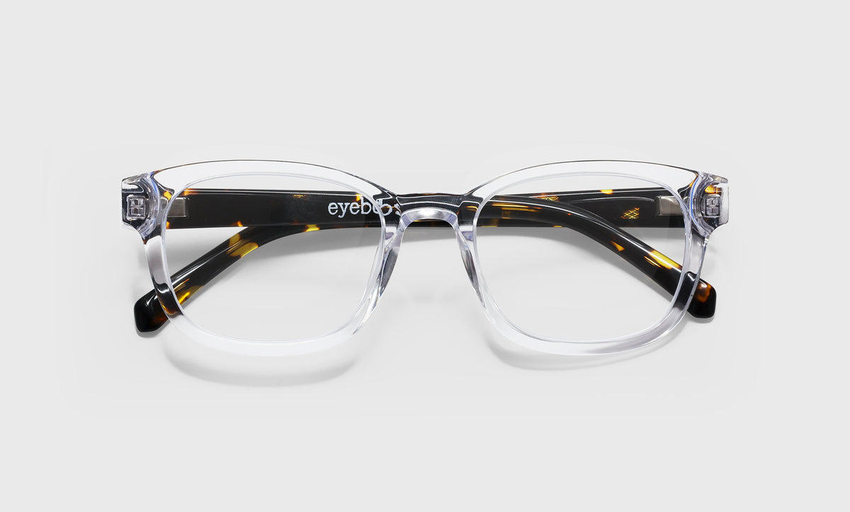 Biff Wide reading glasses with italian-designed acetate frames and scratch resistant lenses in clear and tortoiseshell pattern