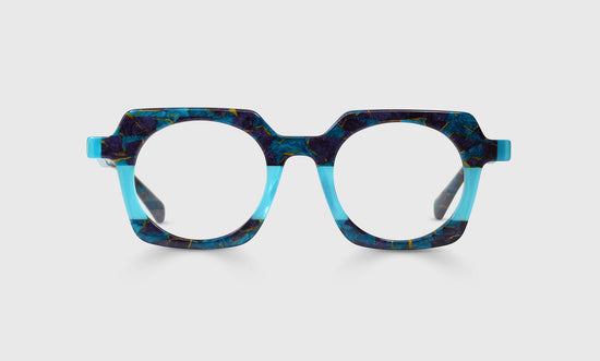 10 - Teal and Indigo Mosaic with Gold Flecked Front and Temples