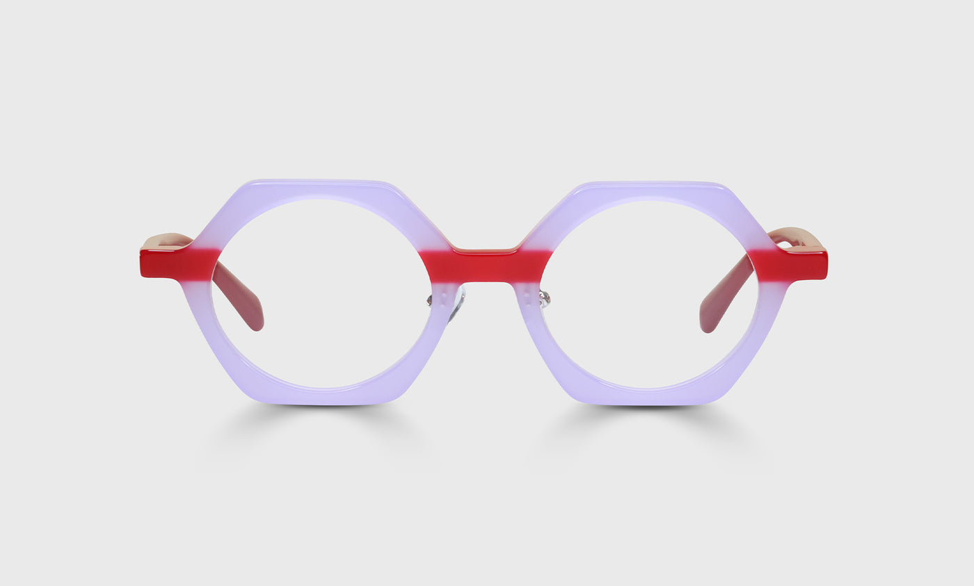 Paradox Color 15 - Milky Lavender and Red Front with Milky Red Temples