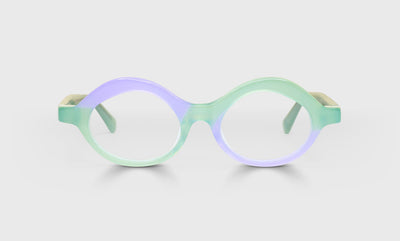 Death, Taxes, and eyebobs Color 17 - Sage & Purple Front with Temples
