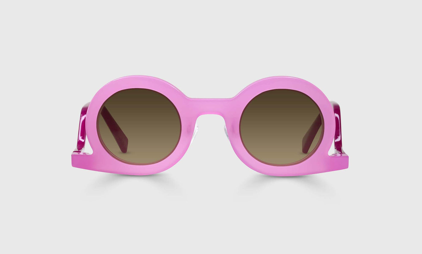 45-pb | eyebobs Temple Tantrum, Narrow, Round, bifocal reader sunglasses, polarized brown sunglasses