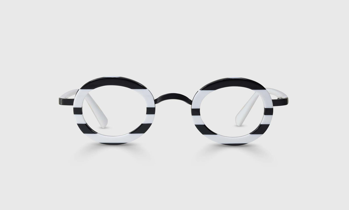 Pinhead Color 00 - Black and White Stripe Front and White Temples