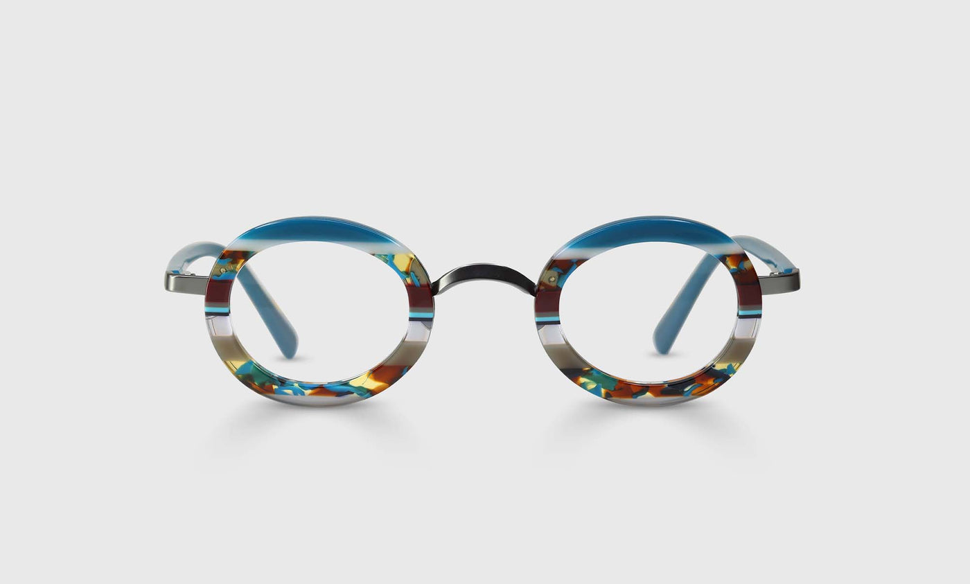 Pinhead Color 10 - Teal Multi-Stripe Front and Solid Teal Temples