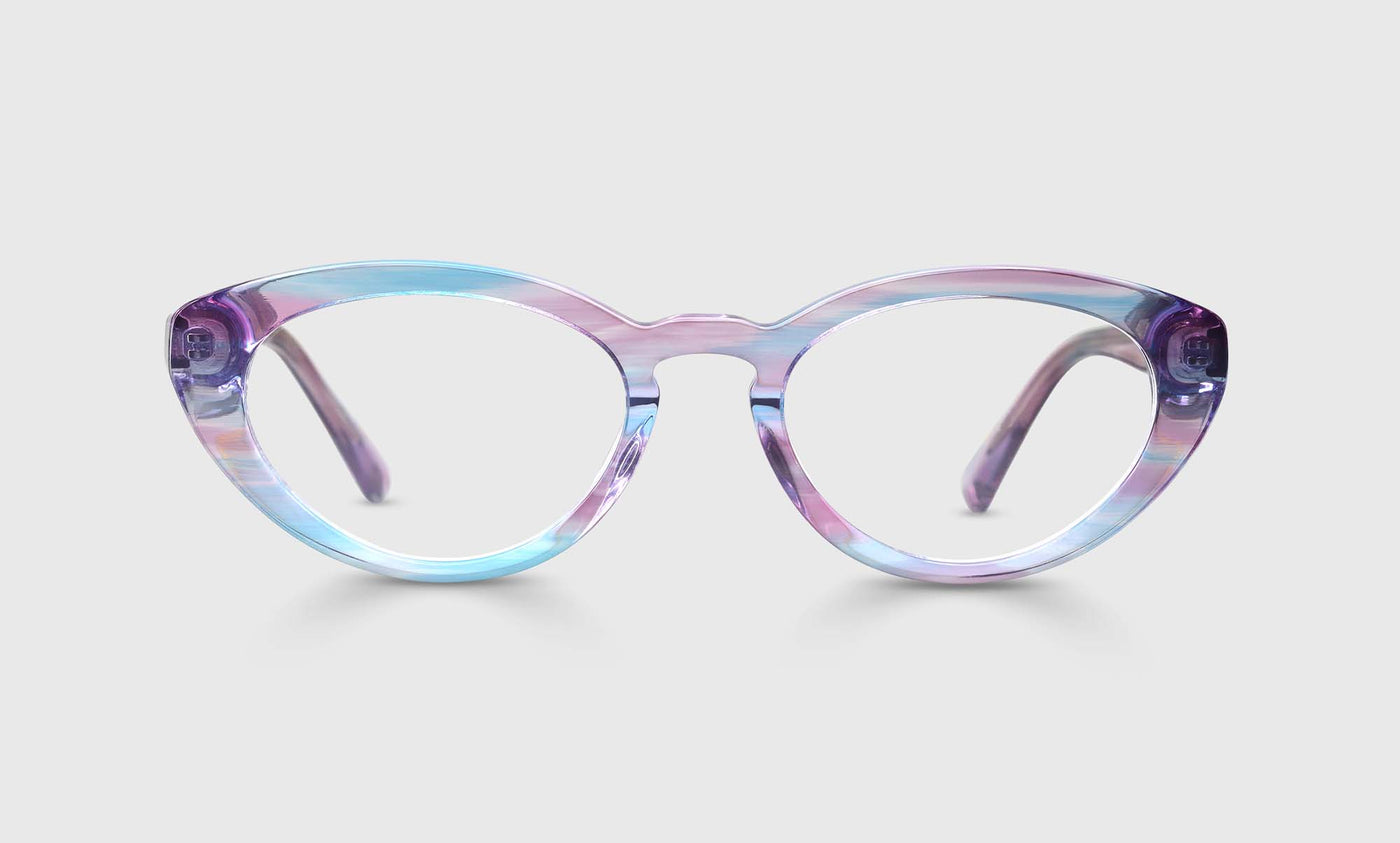 Fat Cat Color 15 - Aqua and Purple Crystal Front and Temples