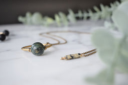 Green Jasper with Brass Chain