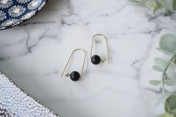 Gold Hoop with Onyx Ball