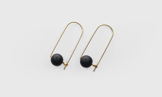 Gold Hoop with Onyx Ball