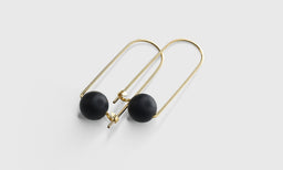 Gold Hoop with Onyx Ball