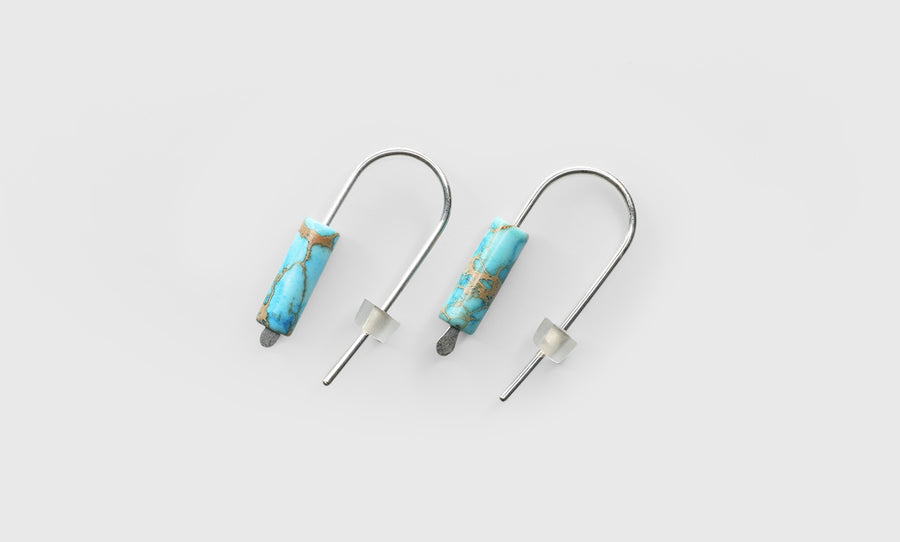 Silver Hoop with Blue Jasper